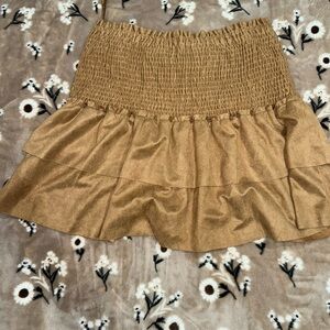 She + Sky Tan Tiered Bubble Mini Skirt